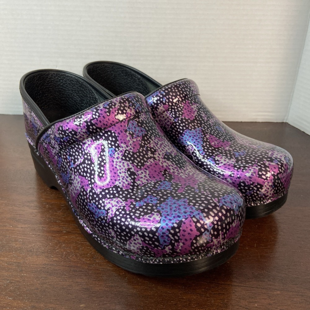 Dansko Professional Dotty Abstract Patent Leather Clog Size 41 US 10.5 Shoes